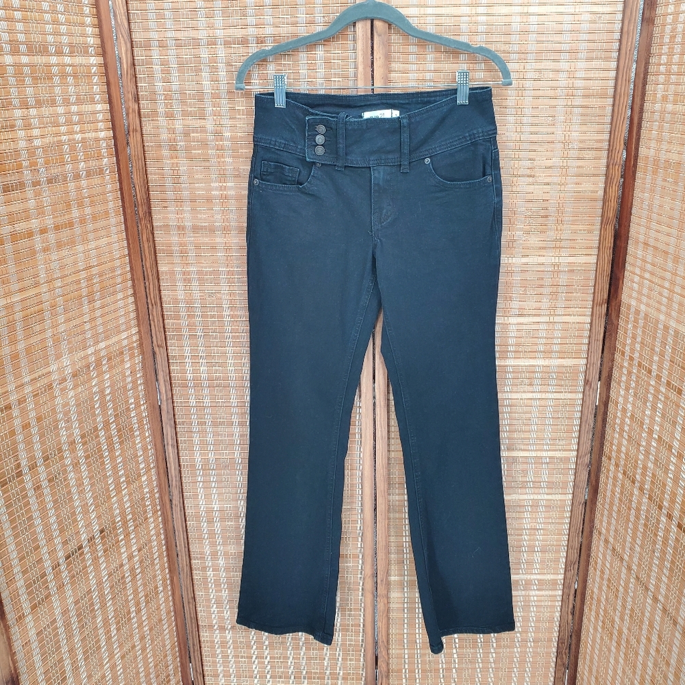 ♧ Vintage Rue 21 Triple Button Offset Closure Mid Rise Jeans Size 7 Black